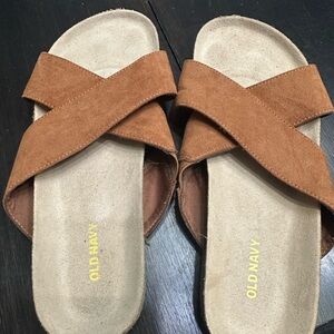 Old Navy Tan Cross Strap Sandals
